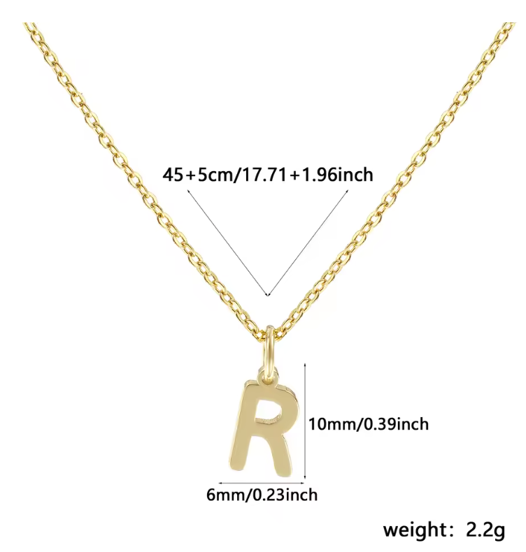 A-Z Gold Initial Necklace Personalized 18K Letter Charm