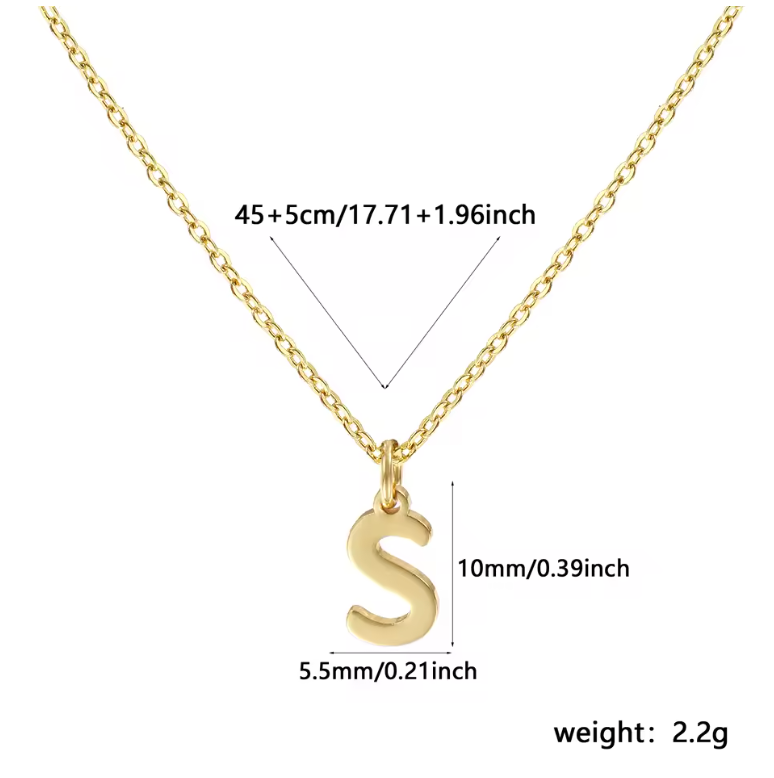 A-Z Gold Initial Necklace Personalized 18K Letter Charm