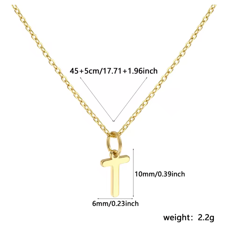 A-Z Gold Initial Necklace Personalized 18K Letter Charm