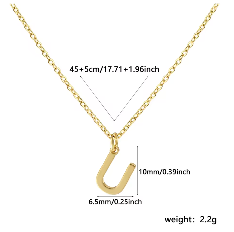 A-Z Gold Initial Necklace Personalized 18K Letter Charm