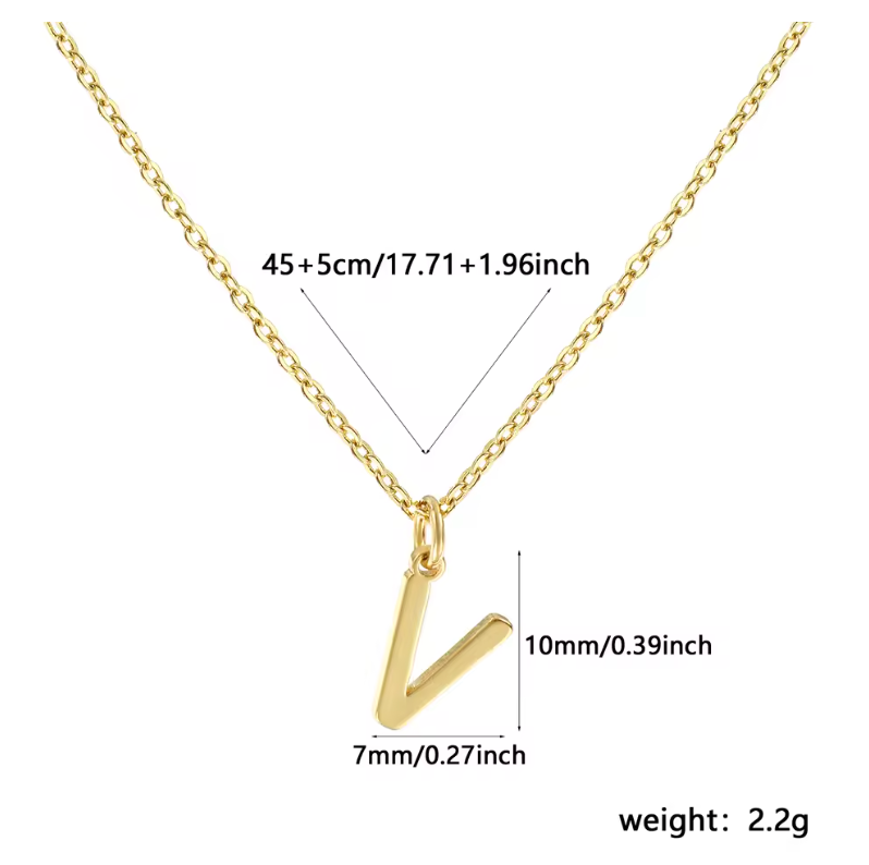 A-Z Gold Initial Necklace Personalized 18K Letter Charm