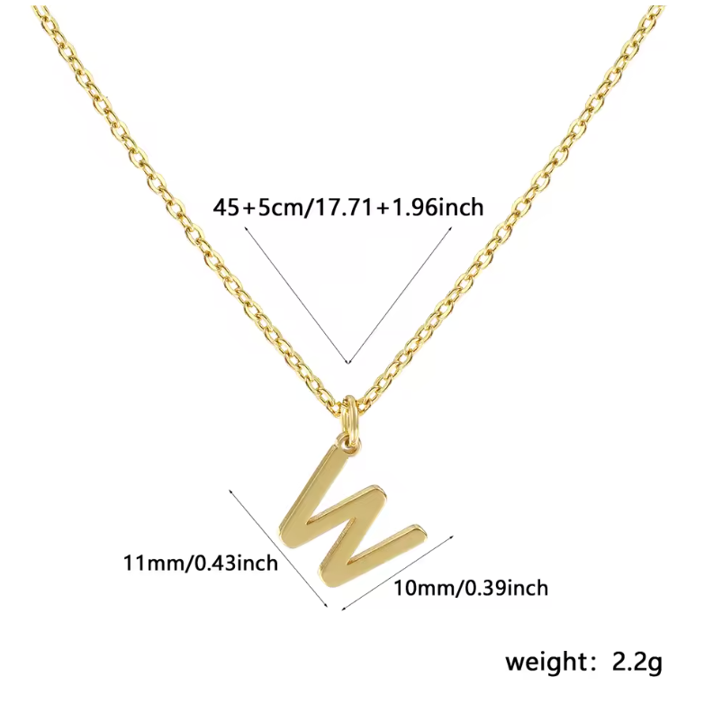 A-Z Gold Initial Necklace Personalized 18K Letter Charm