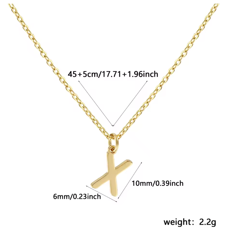 A-Z Gold Initial Necklace Personalized 18K Letter Charm