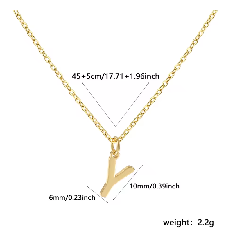 A-Z Gold Initial Necklace Personalized 18K Letter Charm
