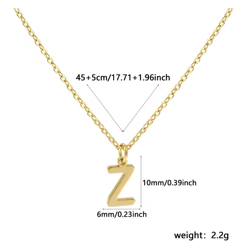 A-Z Gold Initial Necklace Personalized 18K Letter Charm