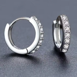 Sterling Silver Zircon Hoop Earrings