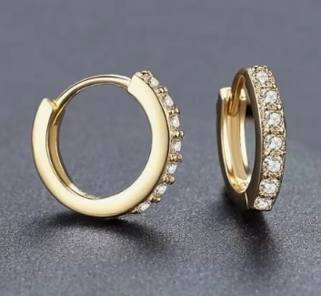 Sterling Silver Zircon Hoop Earrings