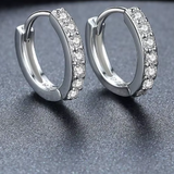 Sterling Silver Zircon Hoop Earrings