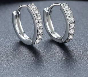 Sterling Silver Zircon Hoop Earrings