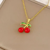 Summer Pearl Cherry Clavicle Necklace