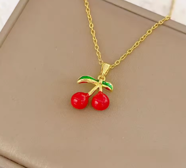 Summer Pearl Cherry Clavicle Necklace