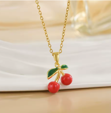 Summer Pearl Cherry Clavicle Necklace
