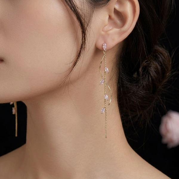 Twisted Zircon Tassel Earrings