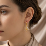 Gold Pearl Drop Hoop Earrings