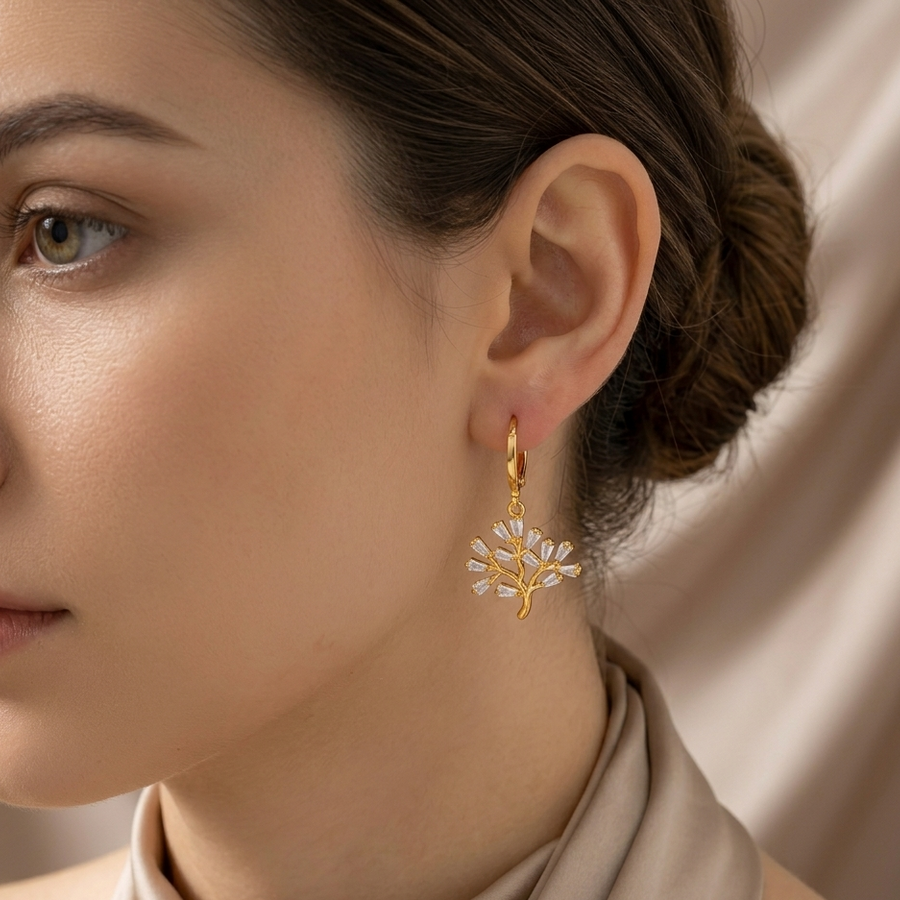 Gold Pearl Drop Hoop Earrings