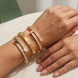 Gold Clover & Cross Bracelet Stack