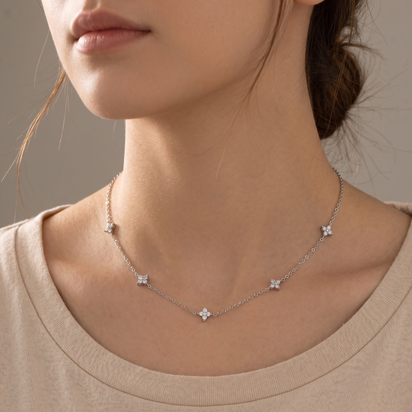 Luxury Clover Gold Set – Necklace, Bracelet & Anklet (Zircon)