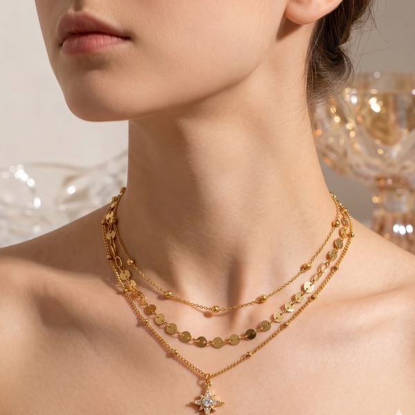 Interlocking Twist & Smooth Layered Necklace