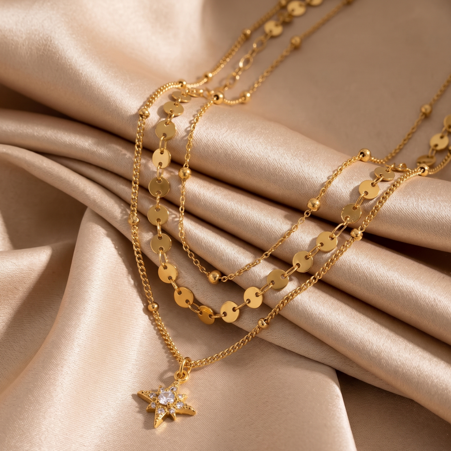 Interlocking Twist & Smooth Layered Necklace