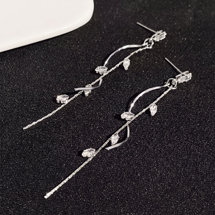 Twisted Zircon Tassel Earrings