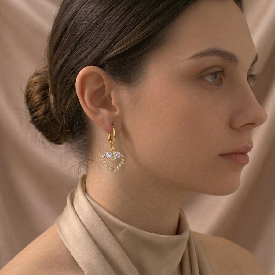 Gold Pearl Drop Hoop Earrings