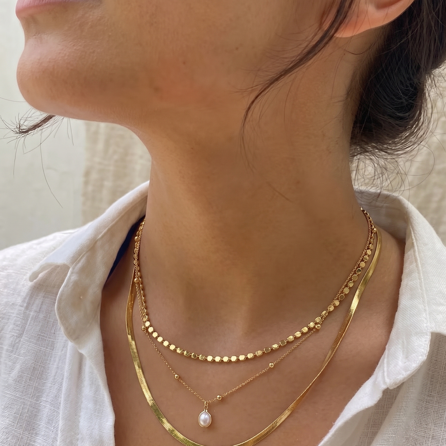 Gold Triple Layered Chain Necklace Sets