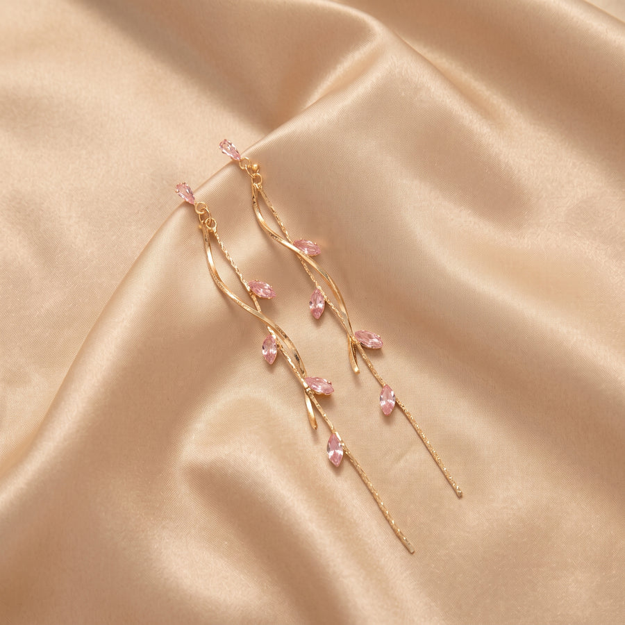 Twisted Zircon Tassel Earrings