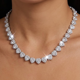 Heart Rhinestone Tennis Necklace And Bracelet