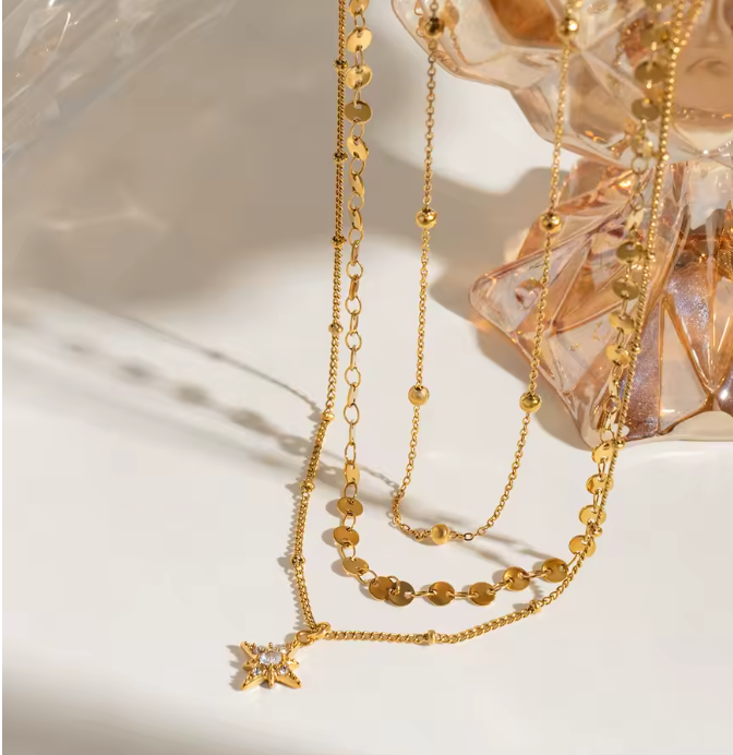 Interlocking Twist & Smooth Layered Necklace