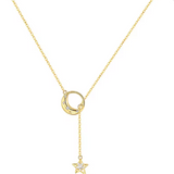Sterling Star & Moon Y Necklace