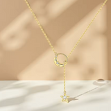 Sterling Star & Moon Y Necklace