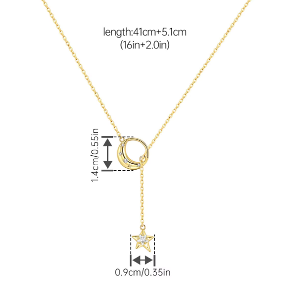 Sterling Star & Moon Y Necklace