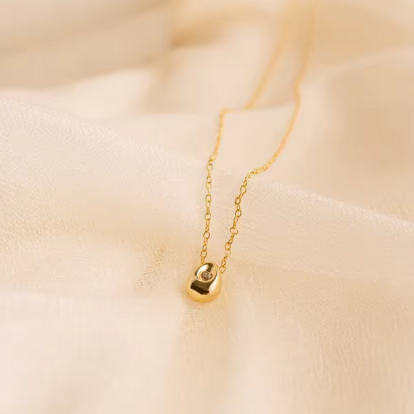 Gold Water Drop Pendant Necklace