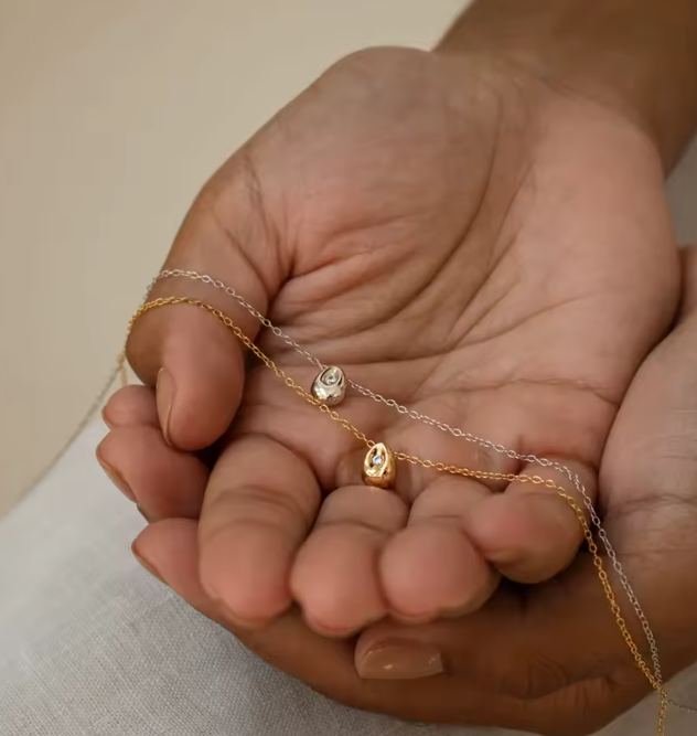 Gold Water Drop Pendant Necklace