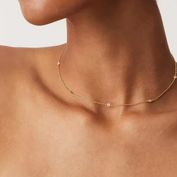 Elegant Cubic Zirconia Station Necklace