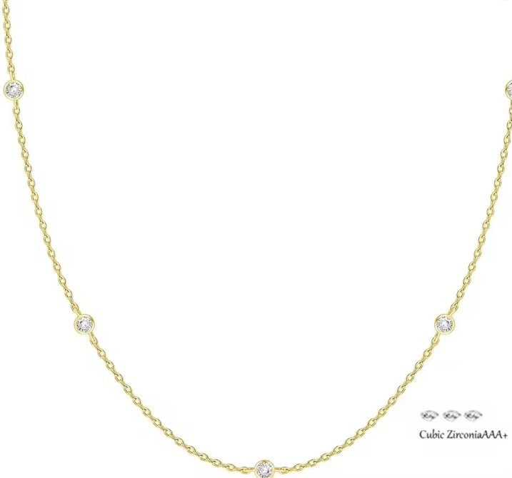 Elegant Cubic Zirconia Station Necklace