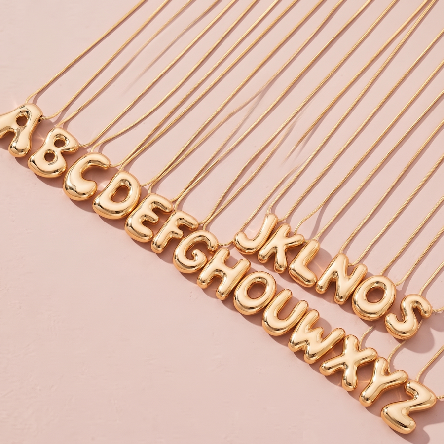 Chunky Bubble Letter Initial Necklace