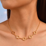 Waterproof Gold Floral Necklace & Bracelet