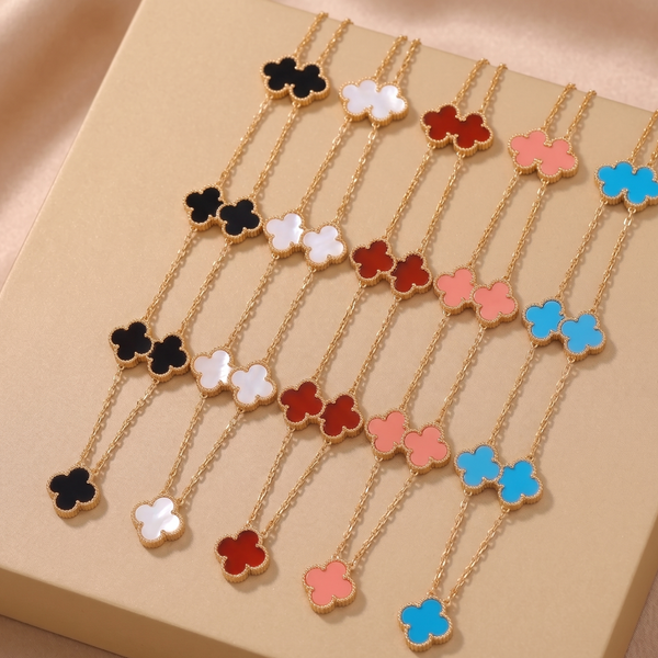 Clover Necklace and Bracelet Collection – 14K Gold Plated Stainless Steel Jewelry