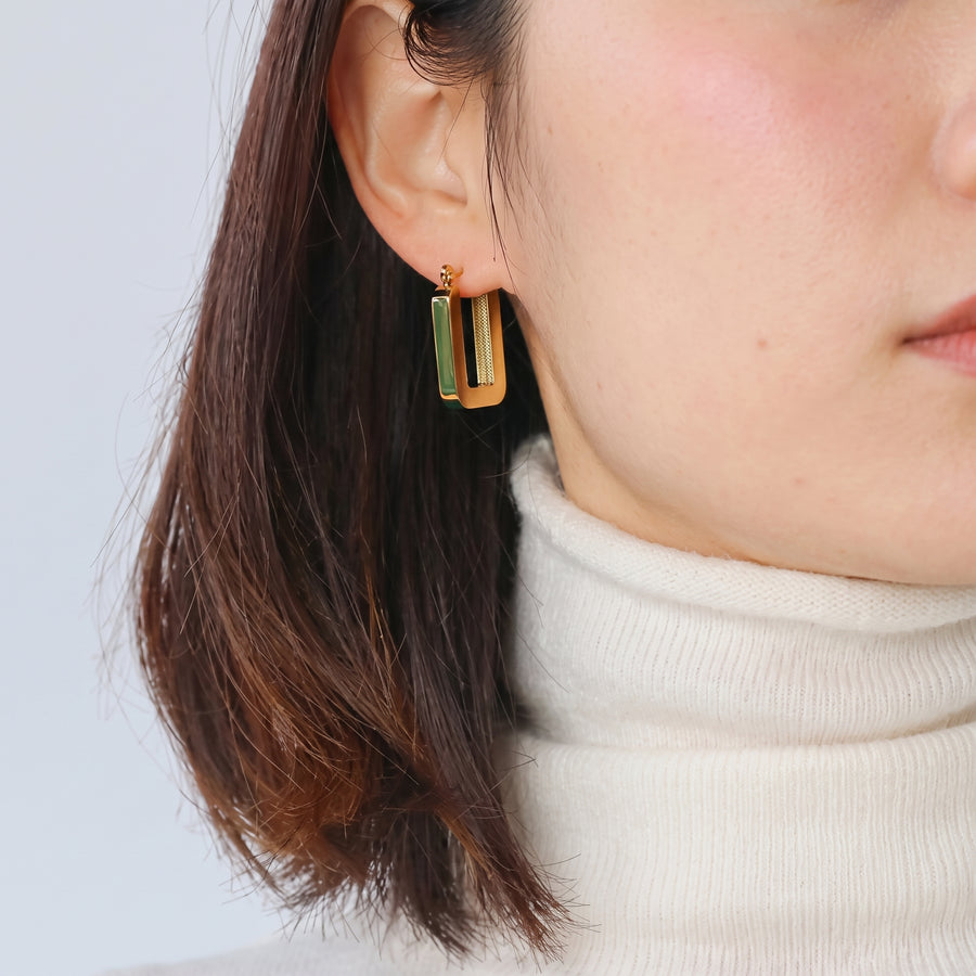 Modern Square Hoop Huggies