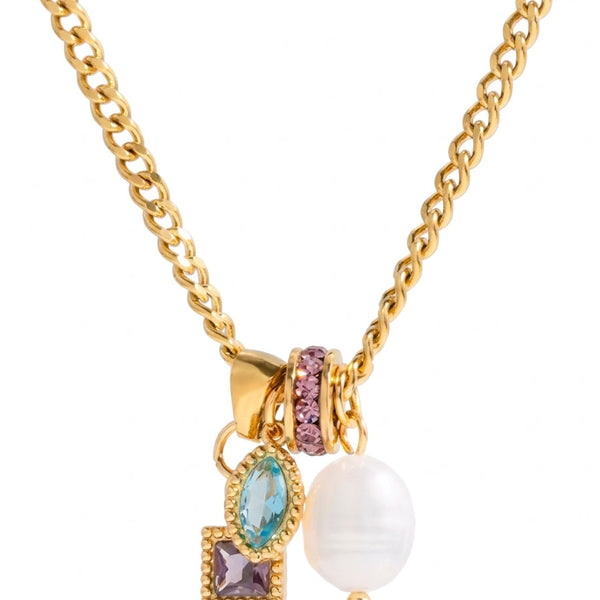 Minimalist Pearl & Zircon Necklace