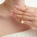 Minimalist Pearl & Zircon Necklace
