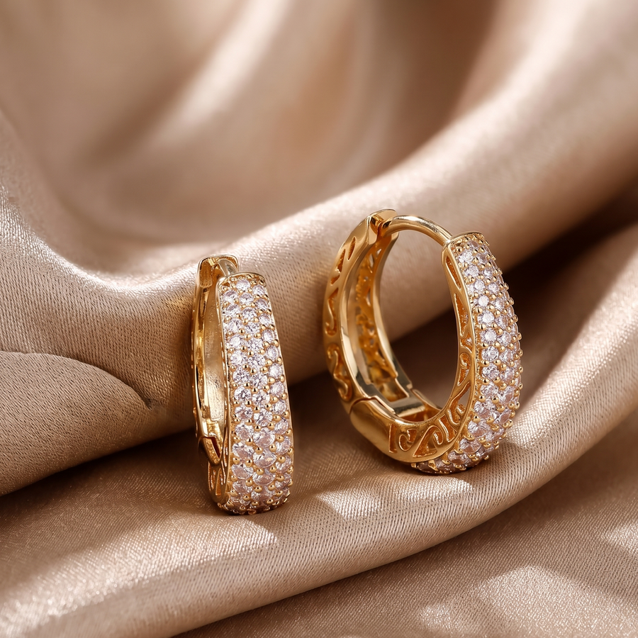 Silver Pavé Hoops